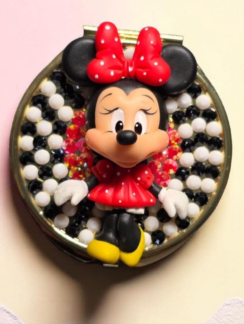 Bling Minnie Mouse Compact Mirror | Rhinestone Mirror with Handmade Doll